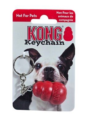 New Kong Keychain Key Ring with Miniature Red Rubber Kong NOT FOR PETS!